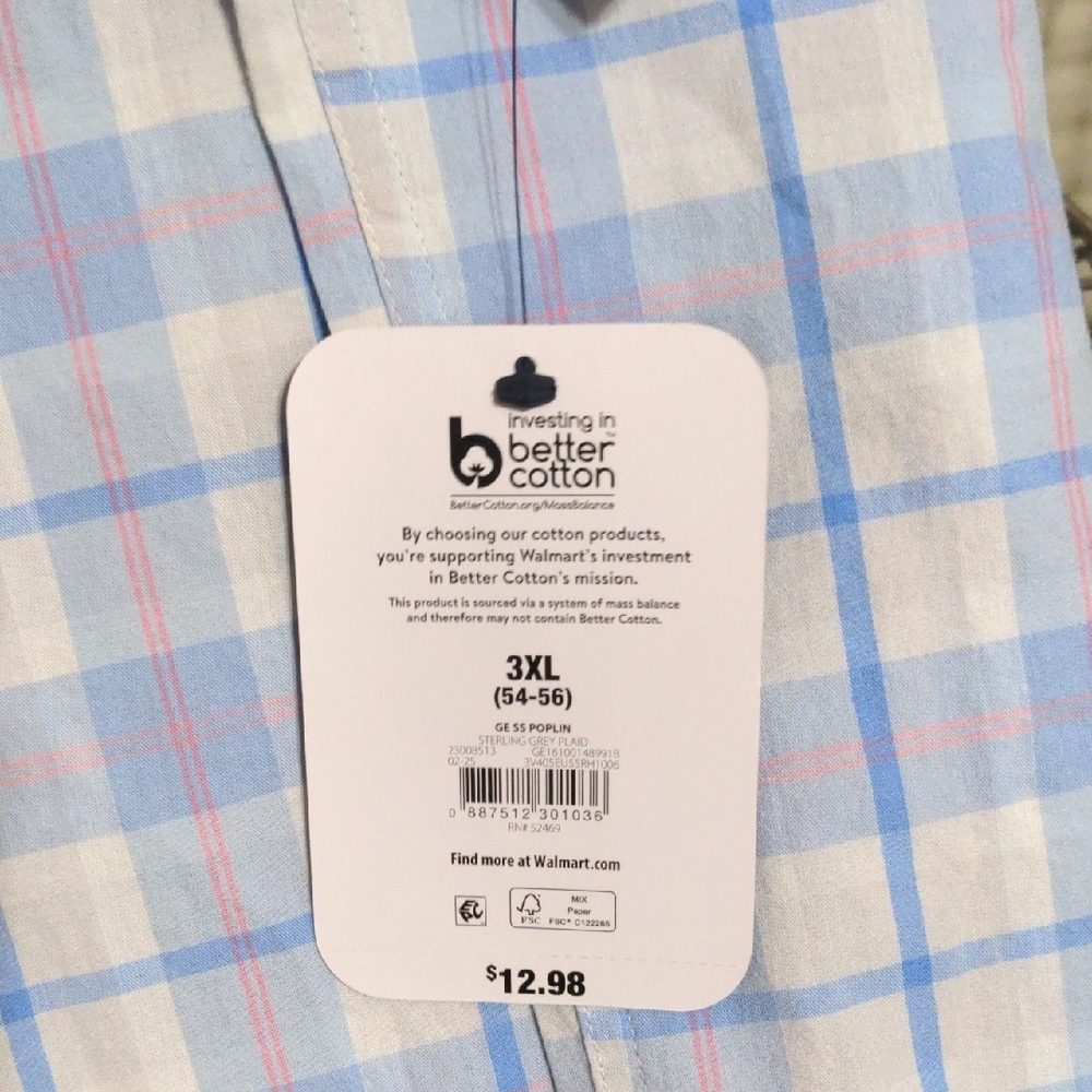 George Light Blue and White Plaid Button-Down Shirt - Picture 3 of 5